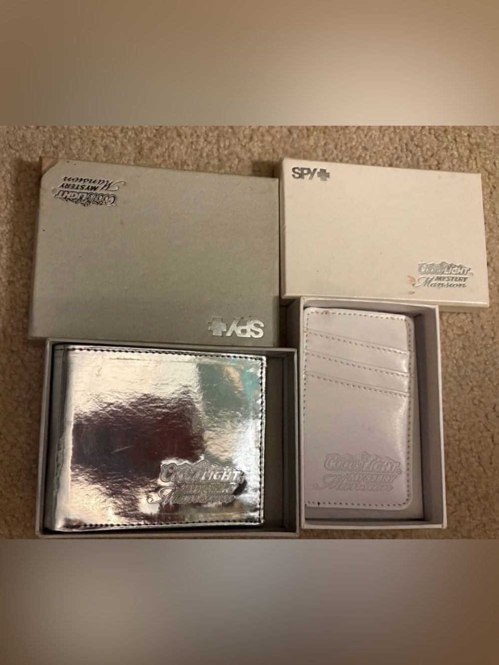 2010s era COORS LIGHT X SPY+ wallet and card holder set with gift boxes